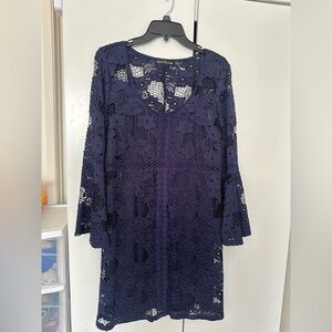 Crystal Doll Deep Blue Lace Long Sleeve Dress